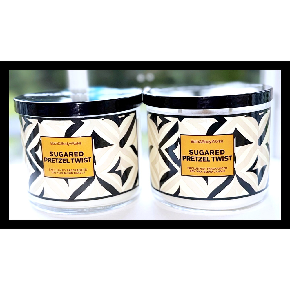 Lot of 2 Bath & Body Works Sugared Pretzel Twist Large 3-Wick Candle 14.5oz